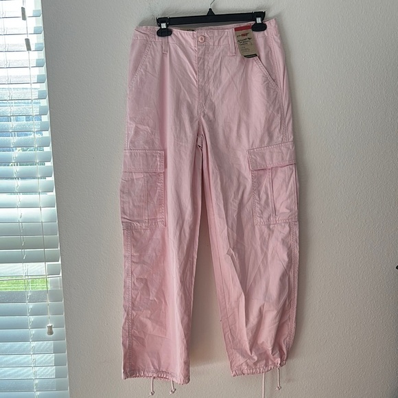 Light Pink Baggy Cargo Pants - Picture 1 of 7